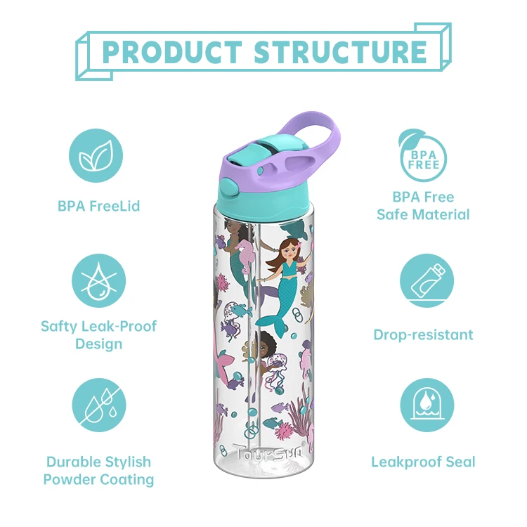 Детская цветная пластиковая бутылка с соломой для детей оптовая продажа