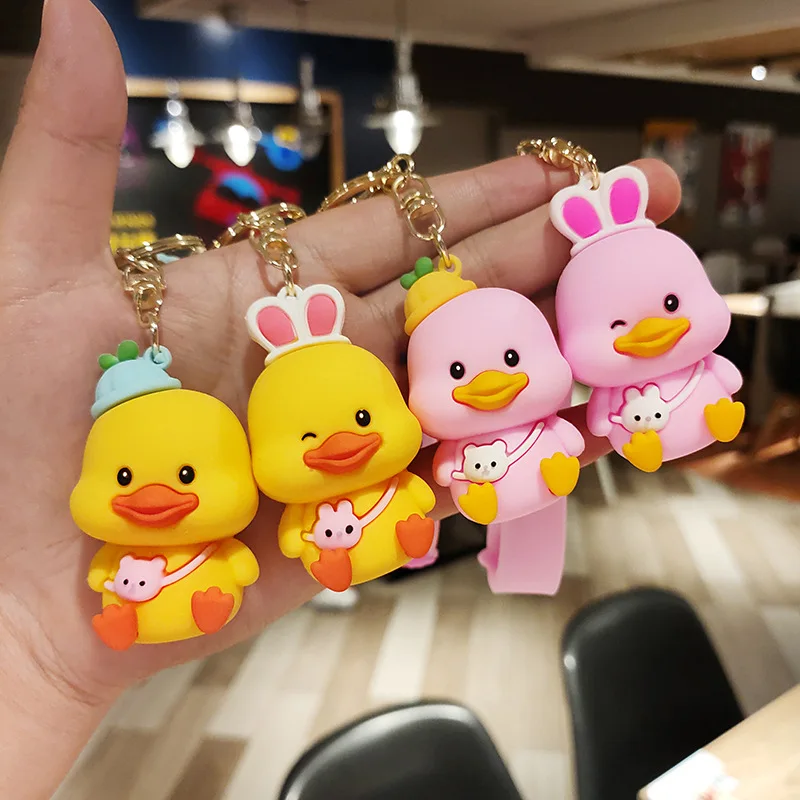 New net red duck doll keychain ins cute bag ornament car pendant stationery shop cartoon gift