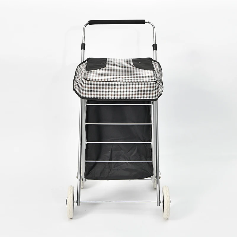
Lightweight Metal Framed Cheap Folding Trolley Shopping Cart with a Removable Splashproof Bag 
