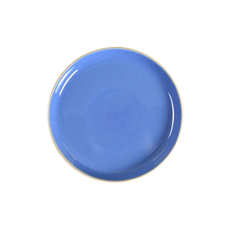 Western-style Simple Ceramic Plate Tableware Household Fruit Salad Plate Round Crystal Glaze Plate