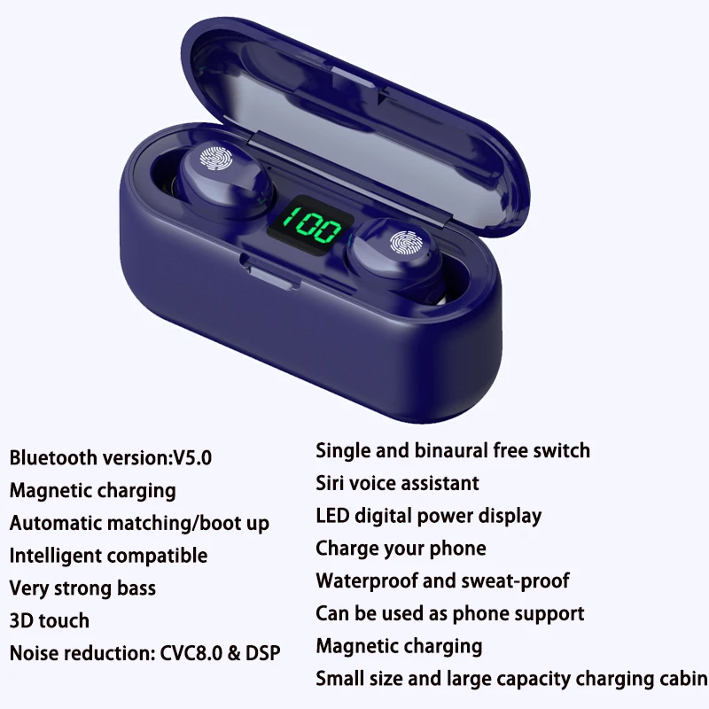 Noise cancelling earphones built-in mic headset touch control  best true wireless earbuds headphones