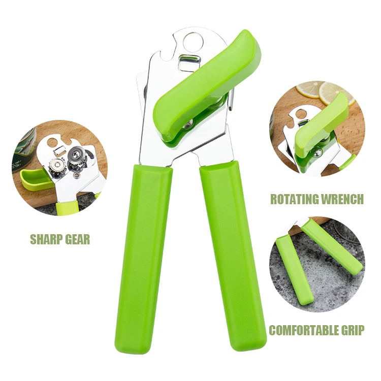 2024 The New Product Green Can Opener Smooth Edge Can Openers Nonslip Bottle Opener For Open Milk Powder Cans