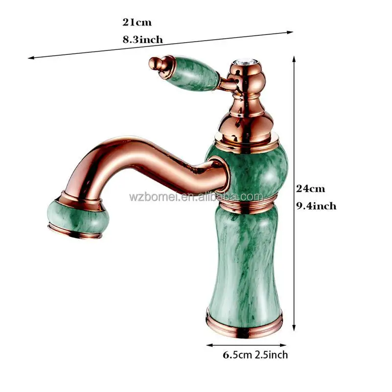 OEM Free Spare Parts Jade Deck Mounted Vessel Sink Basin Luxury Bathroom Faucet