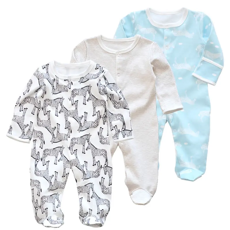 pack of 3 baby romper long sleeve cotton baby kids clothes pajamas toddler sleepsuit