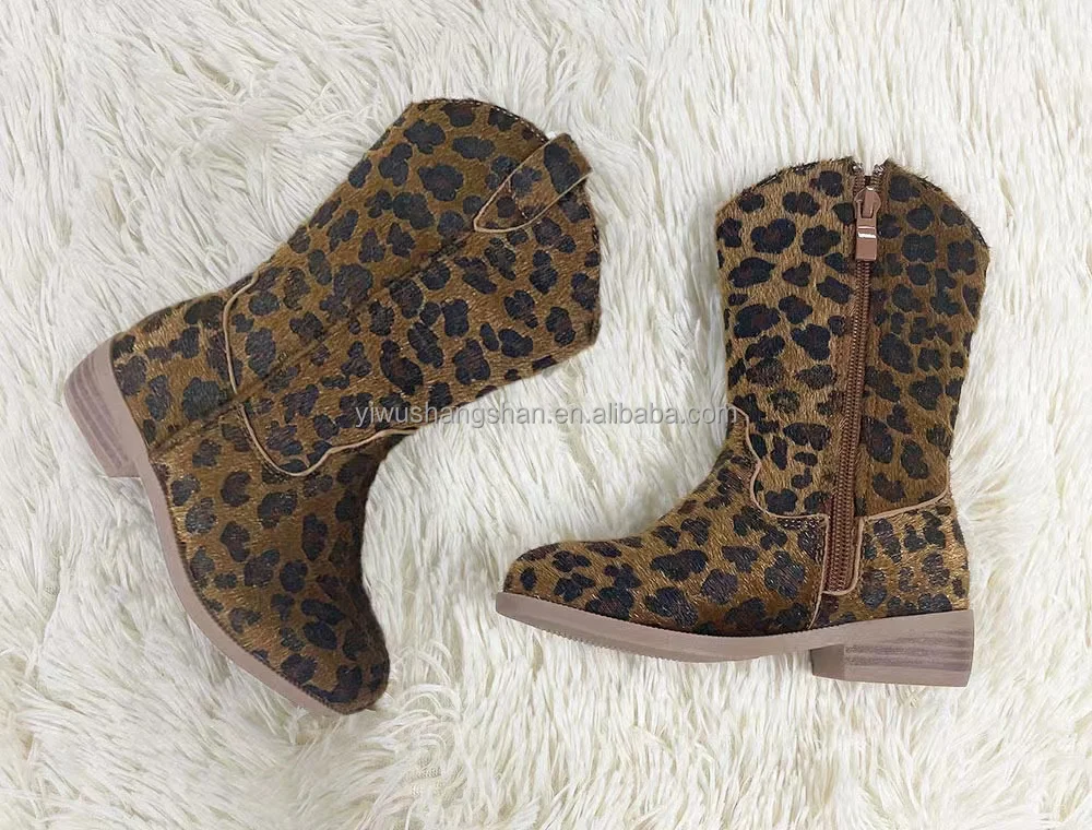 New Zipper Midi Boots Kids Fashion Glitter Cowgirl Shoes Girls Sparkly Faux Leather Kids Boots Kids Cowboy Boots