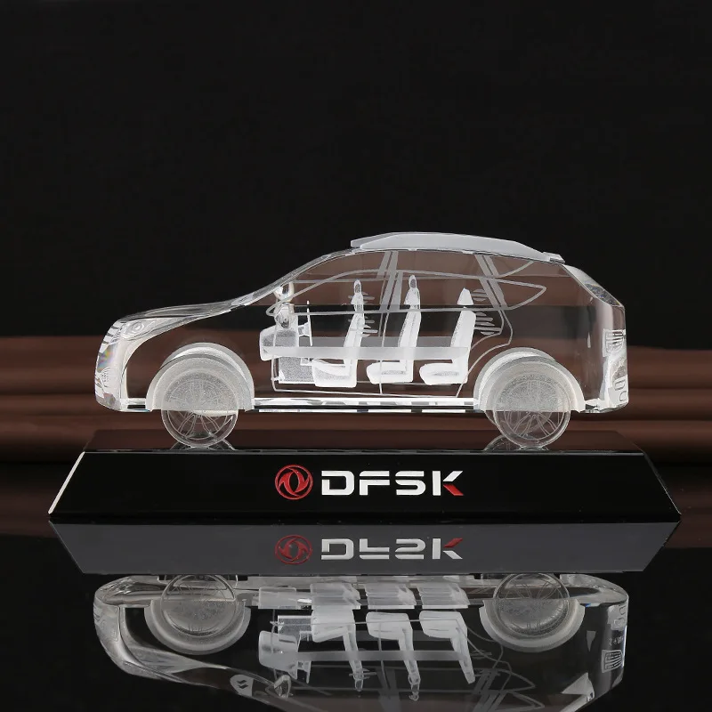 Оптовая продажа, 3D лазерная гравировка, модель автомобиля из хрустального стекла для подарков и украшения комнаты, деловой подарок