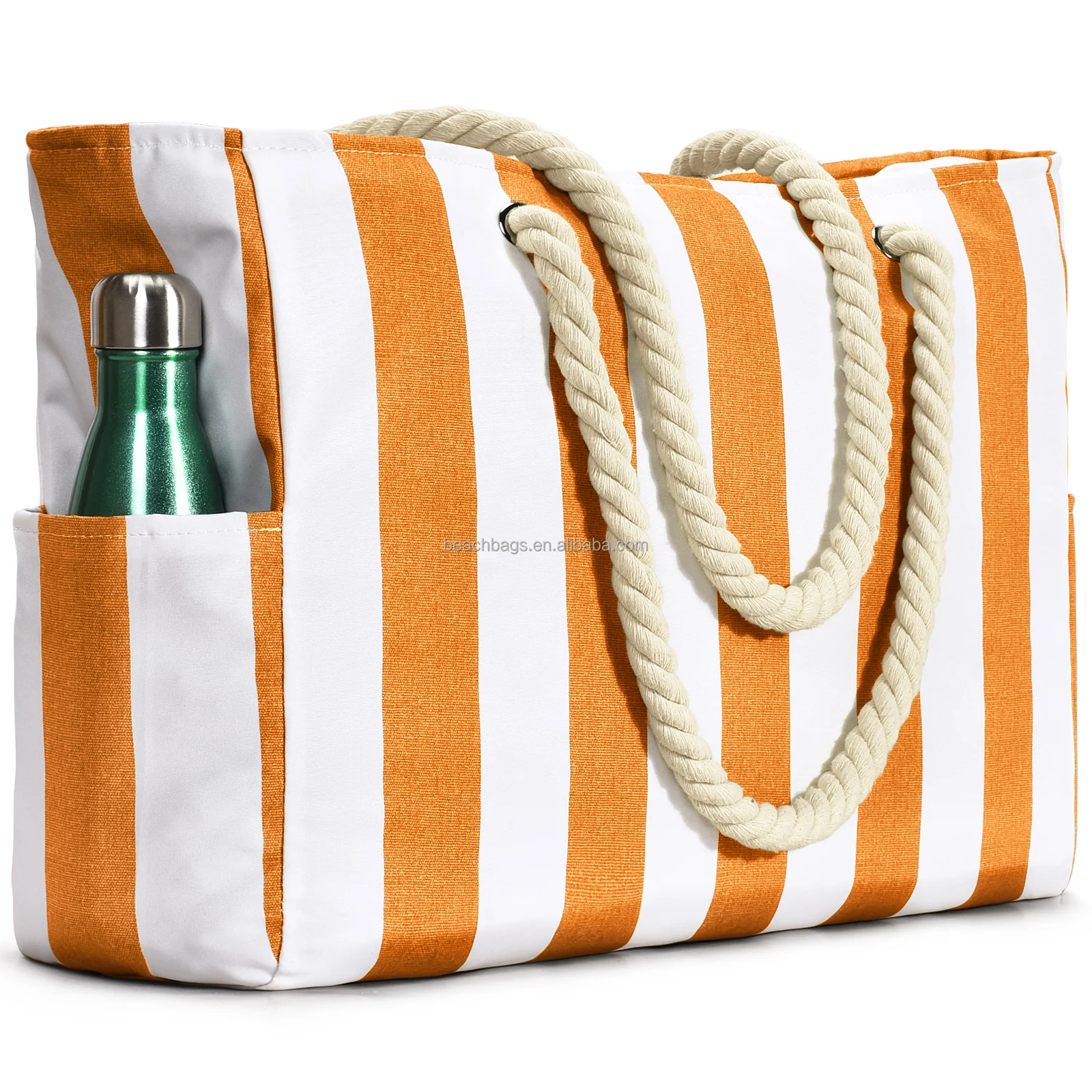 Custom wholesale large rectangle pretty Stripe beach tote bag  canvas sac a main femm waterproof Fabric bale branded beach bag