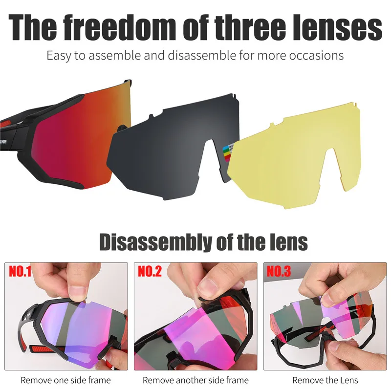 WEST BIKING UV 400 bicycle bike sun glasses custom windproof lightproof 3 lens outdoor sport bike motorcycle cycling glasses
