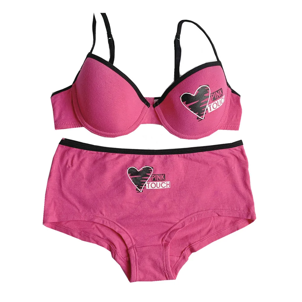 12-16years Girls Puberty Bra Set Children Underwear Cute Training Bras For Girl Bra And Panties Set