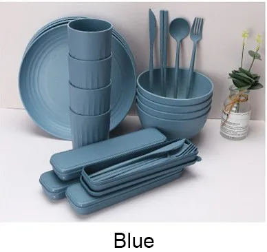 High quality fresh new wheat straw bowl cup plate set home dinner plate dinner bowl Wheat Straw Dinnerware Set