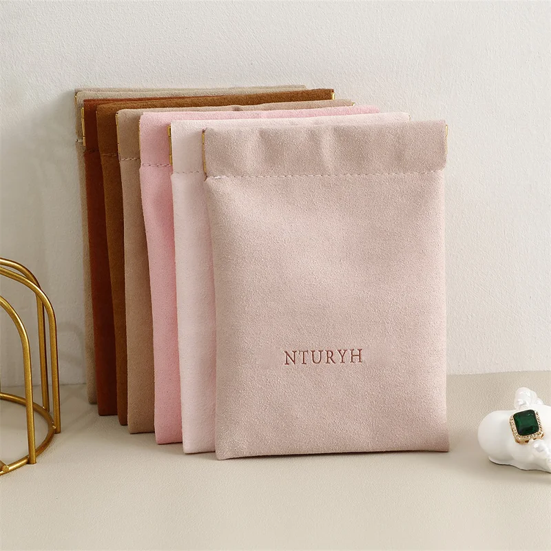 Small Earring Necklace Bracelet Ring Velvet Envelope Flap Packaging Microfiber Custom Jewellery Bag Jewelry Pouch With Logo
