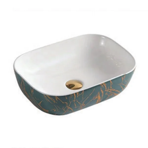 Bathroom Vessel Sink Wash Basin on Countertop Hand Painting Ceramic Modern Oval Washing Hands Pedestal Sinks 3 Years Grade AA 6L
