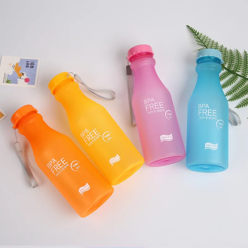 GXP 550ml wholesale portable Candy Color Unbreakable Soda Bottle Plastic frosted sealed water bottle