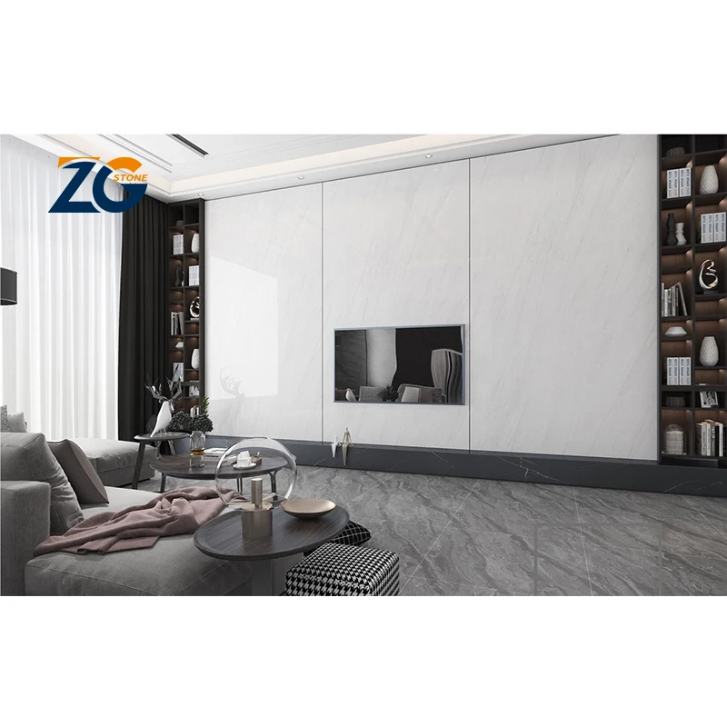 ZGSTONE Роскошный Глянцевый фарфор большой размер спеченный камень 1600x3200 плитка для гостиной и отеля мраморная фарфоровая настенная пола