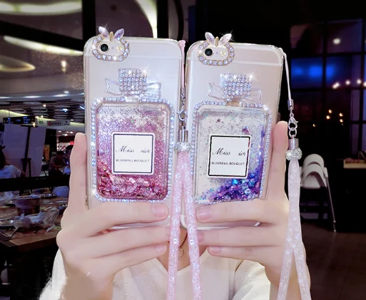 
perfume style glitter liquid quicksand back cover for samsung A50 quicksand phone case for samsung S20 