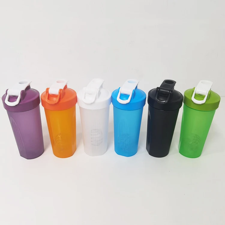 600ml 20oz Custom Logo BPA Free Colored Plastic Travel Outdoor Fitness Sports Protein Shaker Water Bottle for Gym Protein Mixes