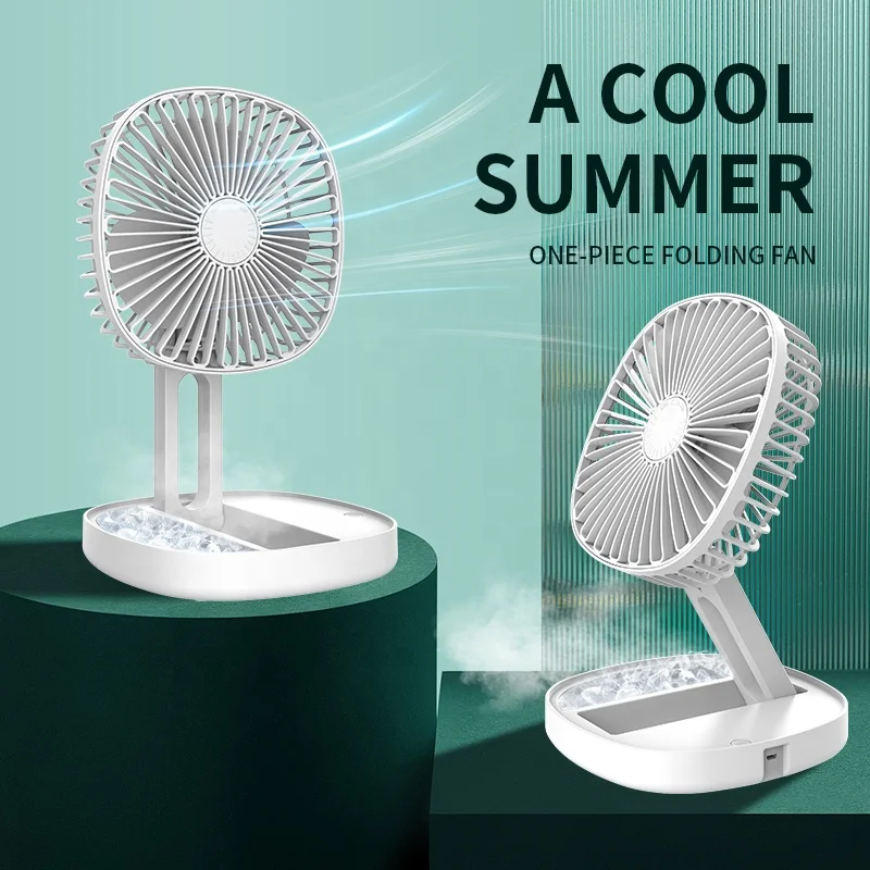 Foldable Portable Electric Fan Home Telescopic Fan Low Noise Living Desk Fold Fan Mini USB Charging Office Computer Table 5W 5V