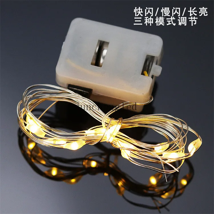 1m/2m LED Copper Wire String 3 Mode Battery Powered Christmas Wedding Party Cake Decoration Light Bar Accessories