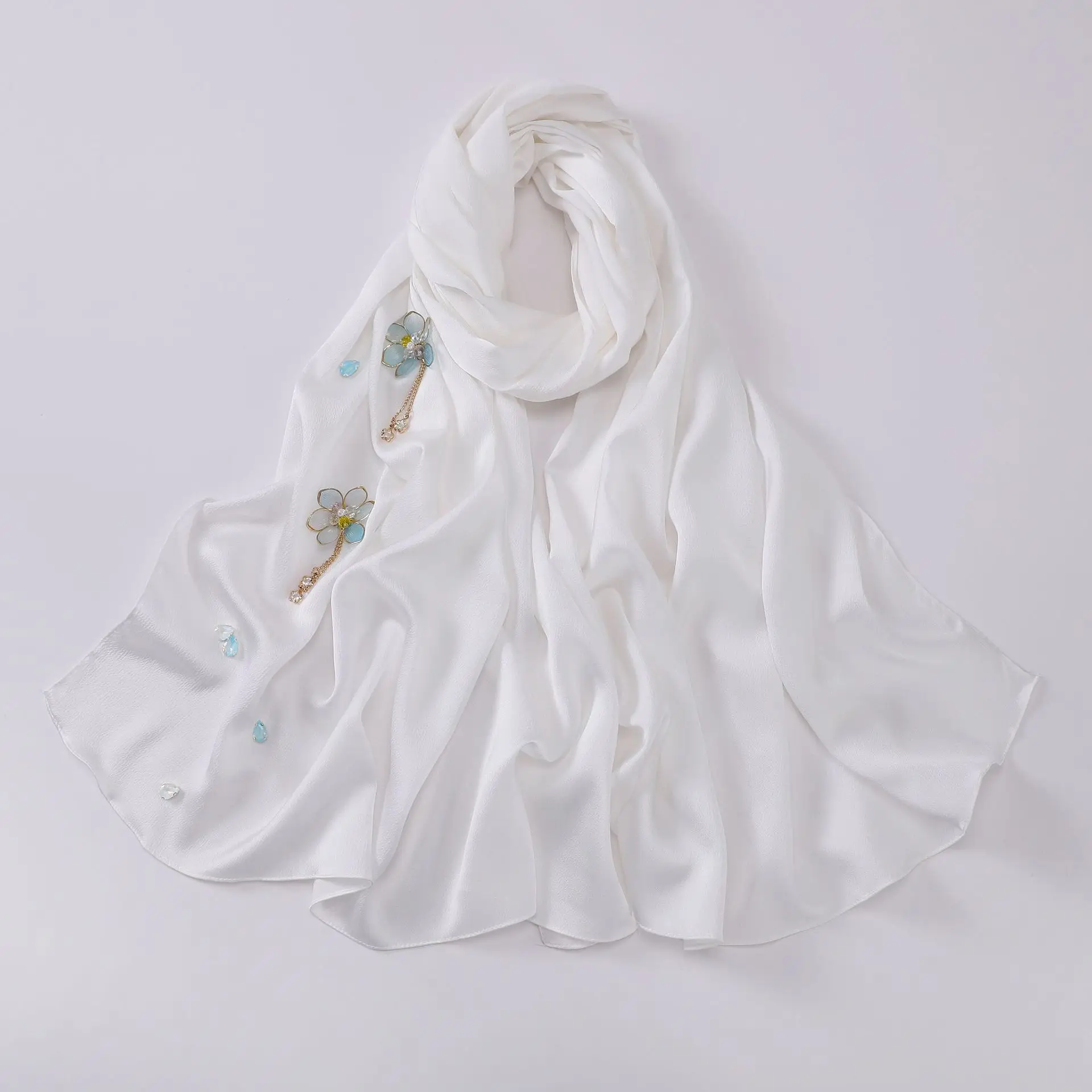 New bubble chiffon hand-stitched flower scarf spot Diamond Malaysian headscarf new style chiffon hijab