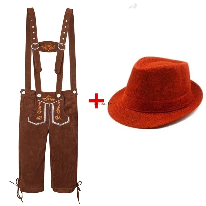 German Oktoberfest Lederhosen Costume Hat Set Beer Festival Male Halloween Cosplay ecoparty