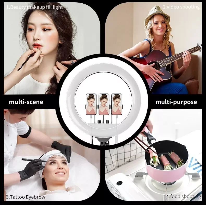 RL 14 Inch 36cm Led Selfie Ring Light 3 Phone Clips With Wireless Remote Videos Live Streaming Fill Light For Tiktok