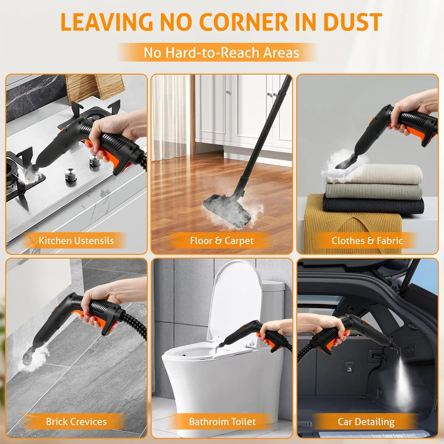 2024 Latest Steam Cleaner 5M Extra-Long Power Cord Home Floor Cleaning Car Steam Cleaning Machine Handheld Steam Mop