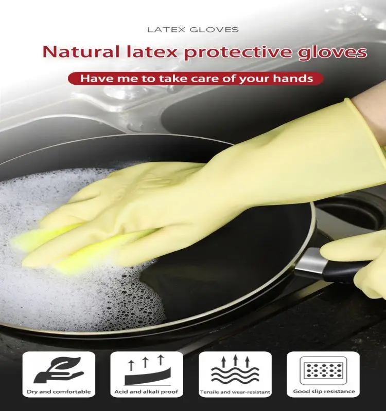GuangZhou Wholesale Latex Gloves Kitchen Rubber Gloves Household Cleaning Latex Dish Washing Work Gloves
