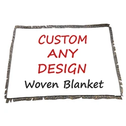 Custom any design multi function home use camping picnic cotton polyester jacquard weave custom woven tapestry blanket