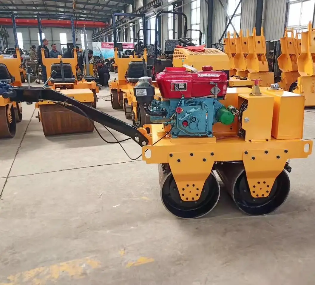 Walk Behind Small Double Drum Roller Compactor asphalt soil compactor roller 1ton