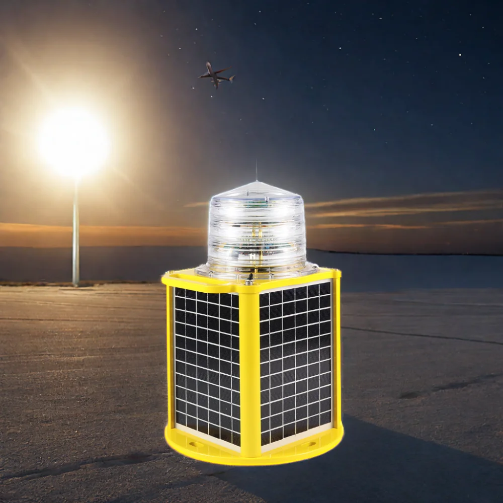 Solar Obstacle Indicator Beacon Medium Intensity Aviation Obstruction Light GPS Synchronous for Airport Signal Lamp