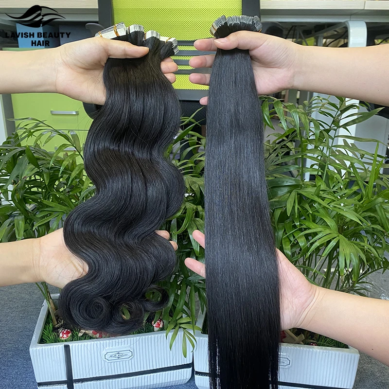 Lavish Beauty Hot Sale 12A Russian Double Drawn Blond Tape Ins Raw Virgin 100% Natural Tape In Human Hair Extension Tape Ins