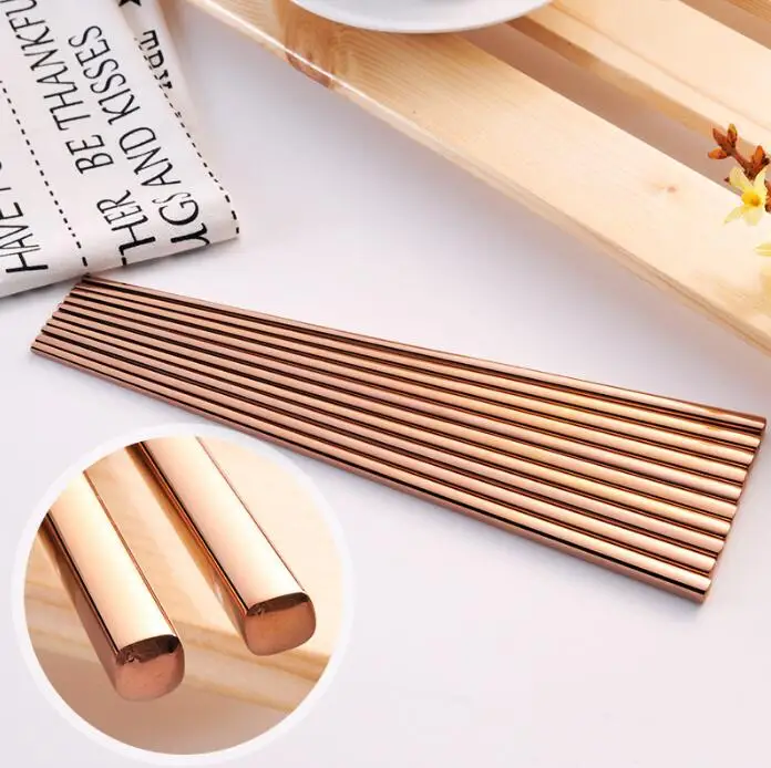 Wholesale 9.5 inch stainless steel square shape solid chopsticks