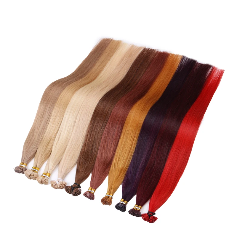 Factory Price 20' 22' Cuticle Aligned Raw Virgin Remy Hair pre-bonded keratin hair extensions flat tip hair extensions