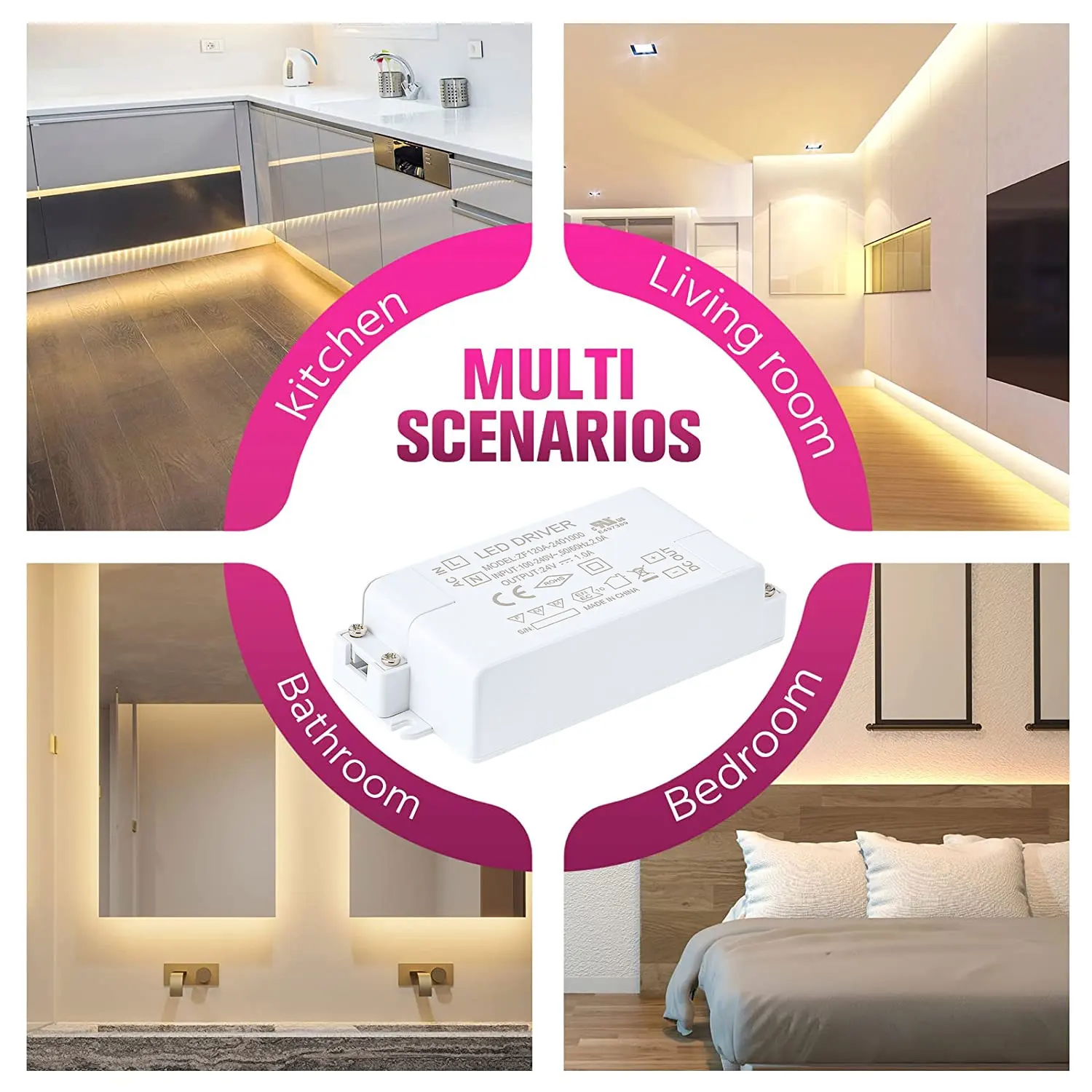 Неоновый свет с 12 В Трансформатор светодиодные полосы света 220 трансформатор Пластиковый корпус для светодиодной драйвера Ul 24w 18w