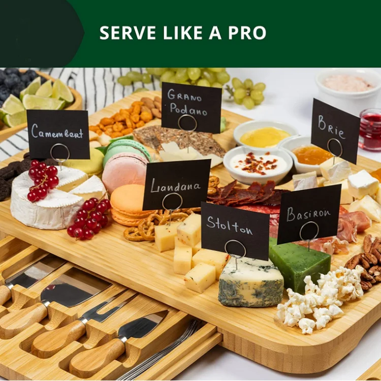 Wholesale Chopping Drawer Custom Logo Bamboo Trays Collecting Wood Cutting Board