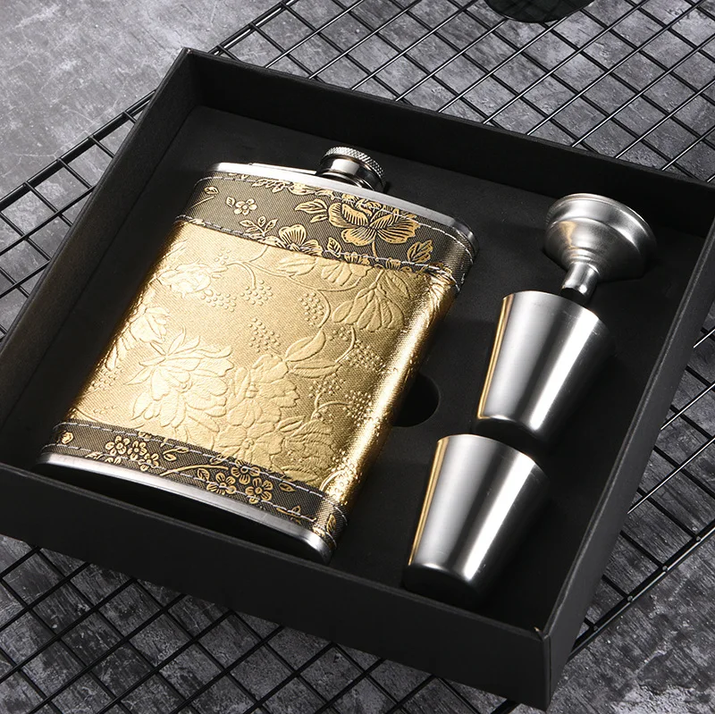 Hip Flask Portable Flask & Funnel Set Solid Stainless Steel  Pocket Whiskey Screw Small Flagons Wine Bottle Outside Drinker