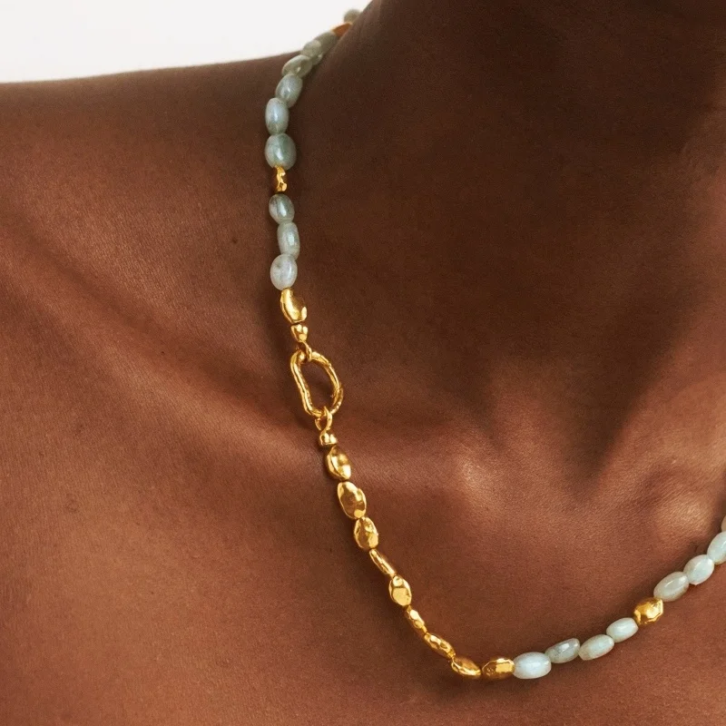 Beaded Gemstone Necklace 18Karat Gold 2.5 Micron gold vermeil Jewelry Bracelet