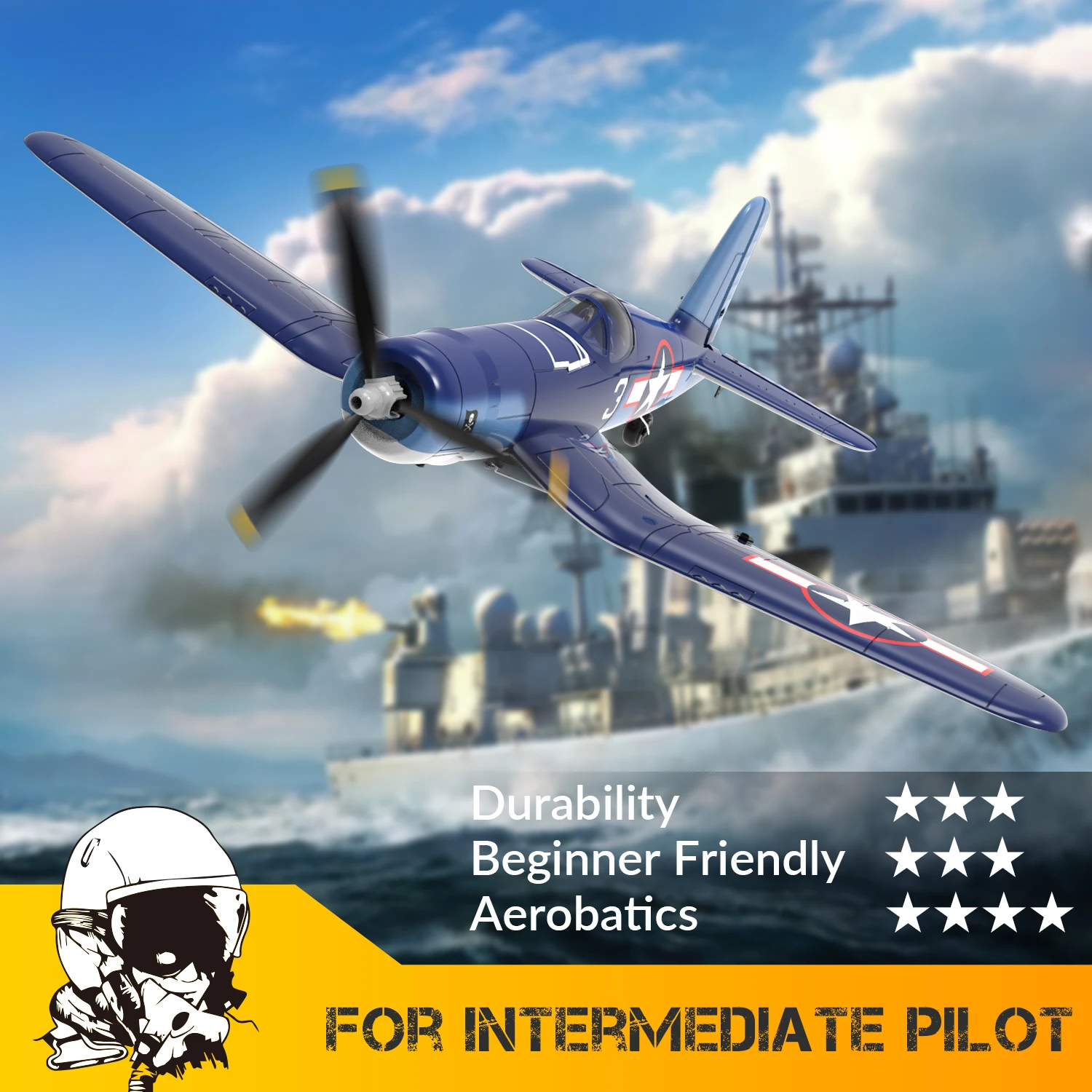 Volantex F4U Corsair V2 4-CH Electronic Remote Control Airplane for Beginner with Gyro Stabilizer 761-8B