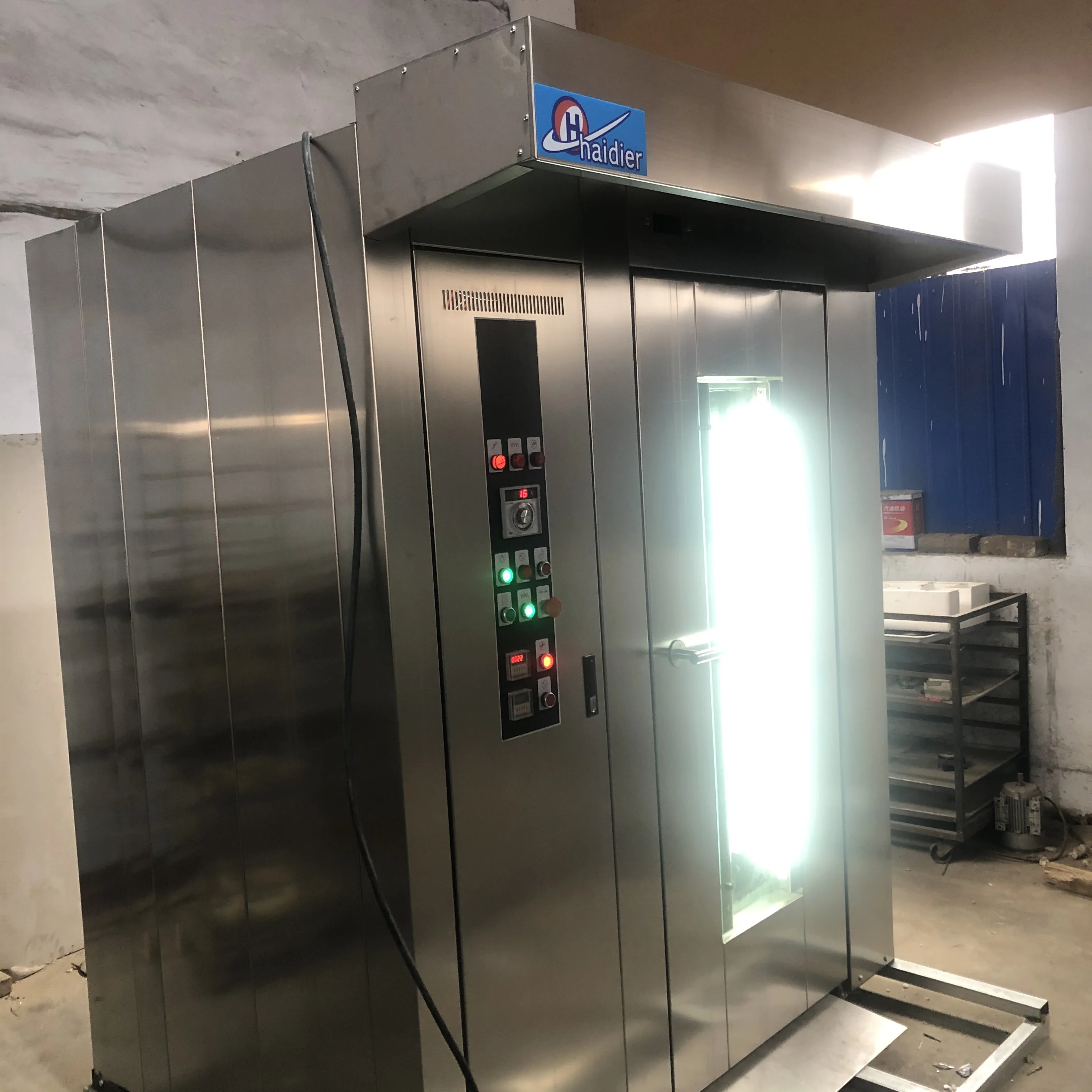 electric /gas/diesel 16/32/64 trays Rotary Rack Oven For making bread,cake ,hamburger,toast ,pizza etc.