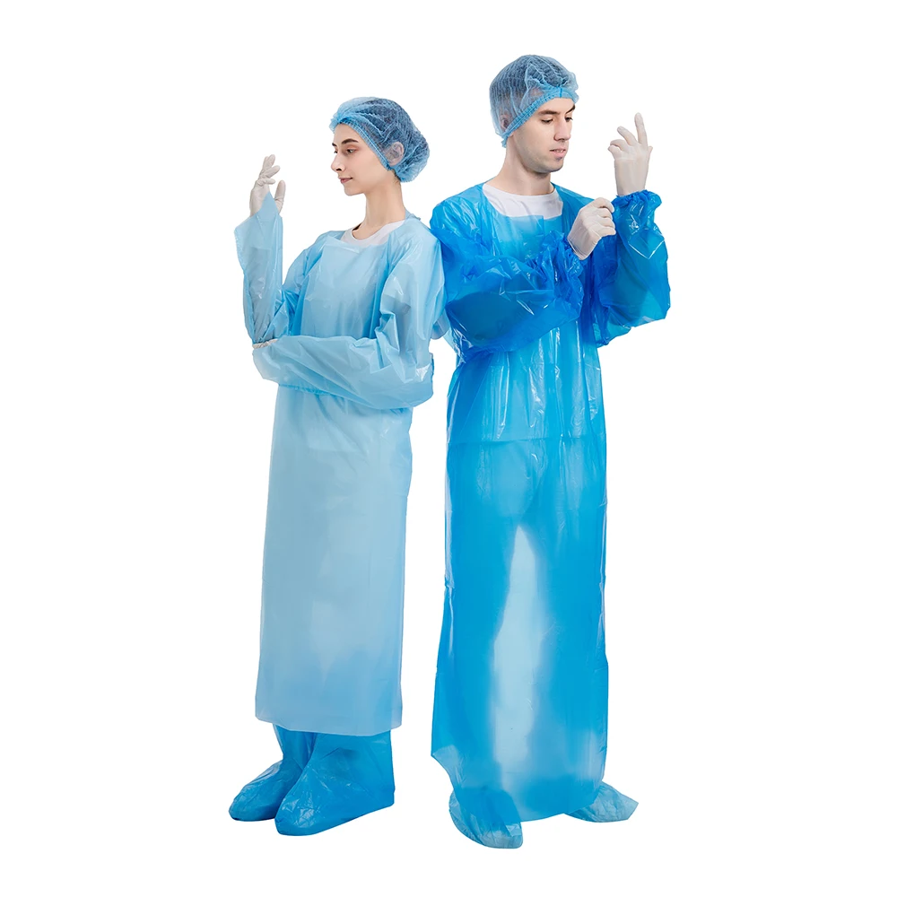 Wholesale Isolation Gown cpe Gowns Disposable Gown CPE Isolation Grown Apron with long Sleeves