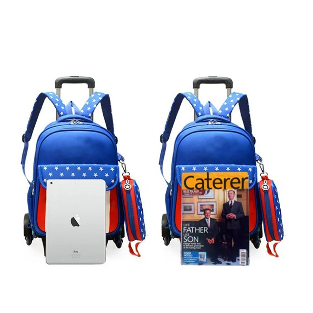 Children Rolling Backpack Wholesale Children Trolley Backpack School Bag With Pen Bag