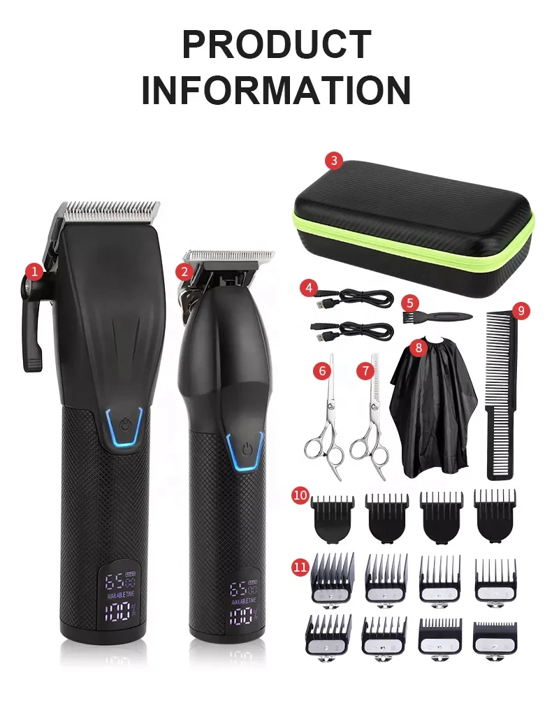 LM2027 hair trimmer Barber Shop Salon cordless All Metal 0 Mm rechargeable low noise new hair clippers set professional