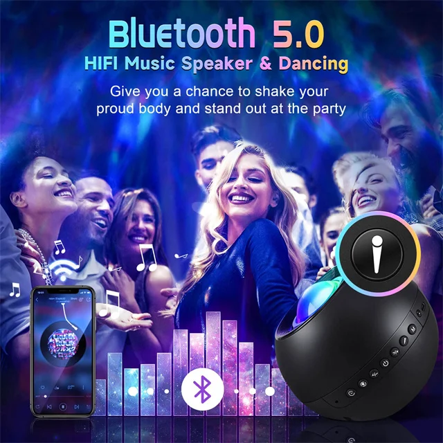 Star Galaxy Projector 15 White Noise Galaxy Night Light Projector Bluetooth Speaker Remote Timer Baby Night Light for Room Decor