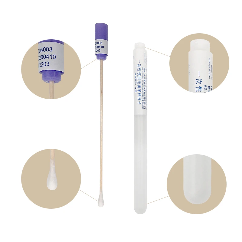 Disposable Sampling Throat Sterile Swab with Tube Test Kit Bamboo Cotton Medical Swabs Wood Sticks Wholesale