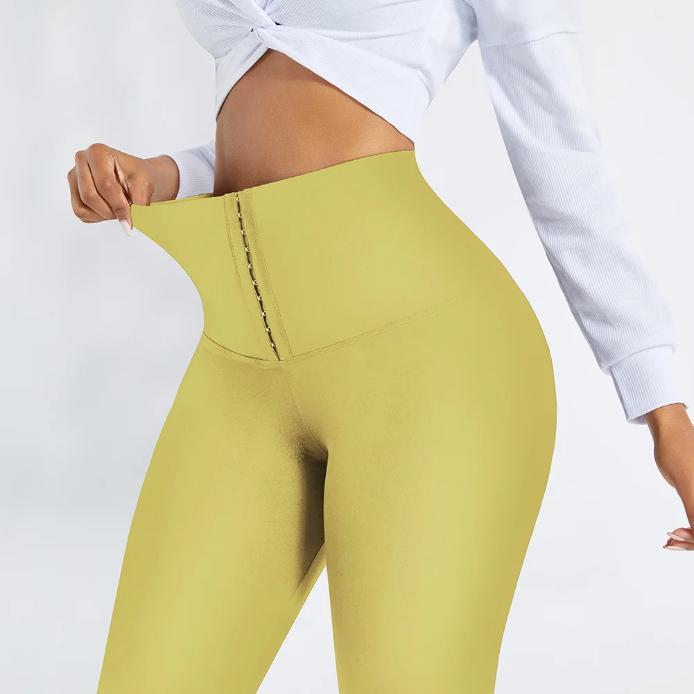 HEXIN Custom Logo High Quality Elasticity High Waist Yoga Pants Women Tummy Trimmer Waist Trainer Leggings