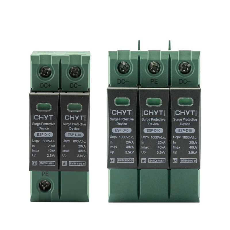 CHYT ESP-D40 DC SPD 2 Pole 600V Surge Arrester three phase 40ka surge protection