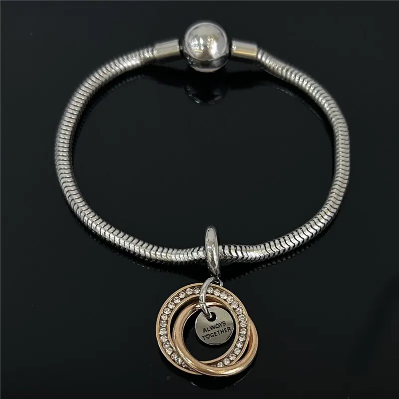 Charm Shiny Circle with glossy Circle Small Round Pendant Stainless steel pendant bracelet Snake Chain diy bracelet necklace