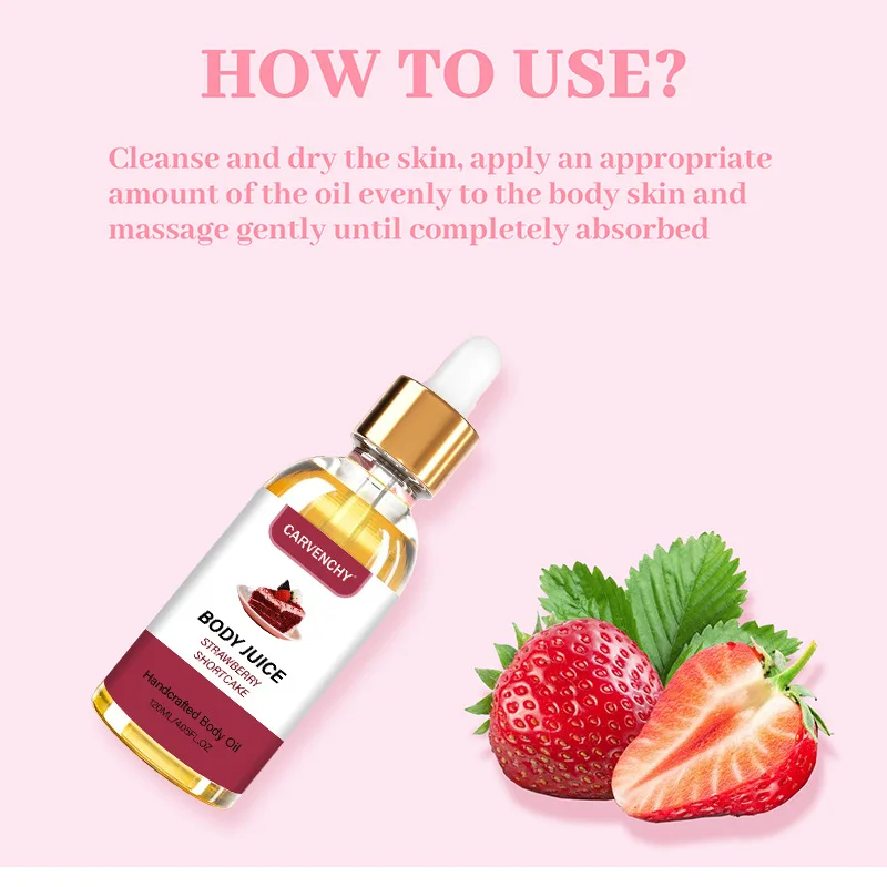 STRAWBERRY SHORTCAKE Body Oil BODY JUICE for long lasting moisturizing soothing the skin Multiple flavors massage oil skin care