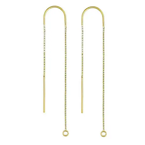 Beadsnice14K gold U-Threader DC Box Chain Earring Drop With Ring