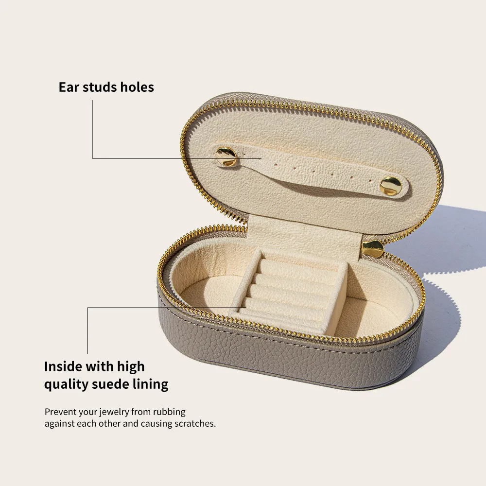 High quality portable earring necklace gift box jewelry case leather luxury jewelry box customized